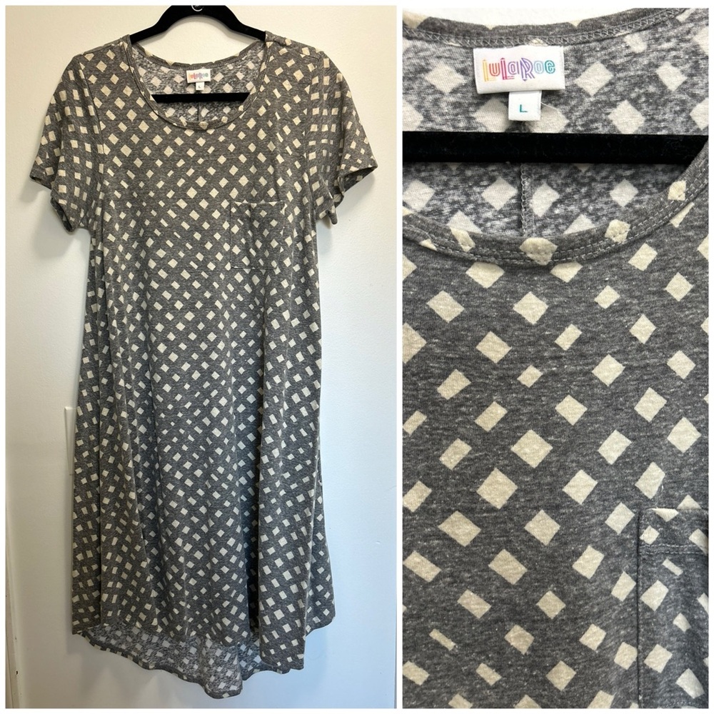 LuLaRoe Carly Dress XL Grey & Cream Pattern Like New